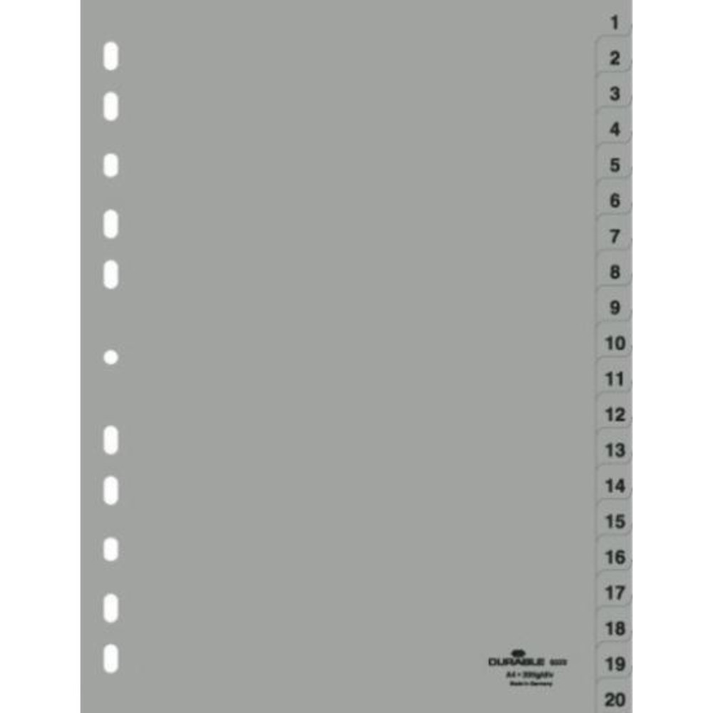 Разделитель для документов пластиковый Durable А4, цифровой 1-20 (цена с НДС)