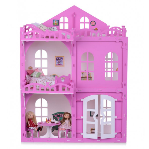 Кукольный домик Полесье Элизабет бело-розовый с мебелью - фото 1 - id-p175701109