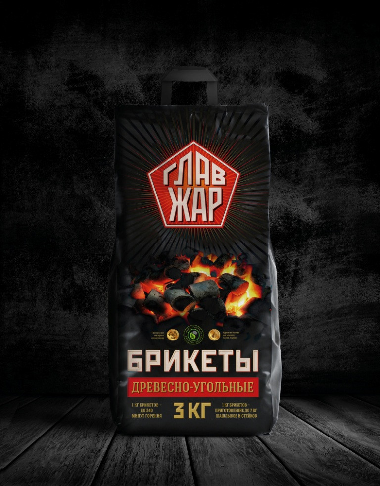 Угольные брикеты ГлавЖар, 3 кг