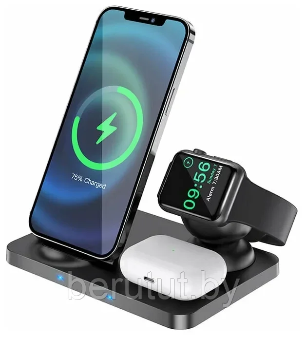 Сетевое зарядное устройство Hoco CW33 3 в 1 для Iphone/Apple Watch/AirPods/Pencil, 15W/15Вт - фото 1 - id-p175713668