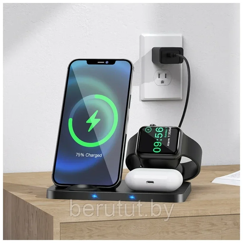 Сетевое зарядное устройство Hoco CW33 3 в 1 для Iphone/Apple Watch/AirPods/Pencil, 15W/15Вт - фото 7 - id-p175713668