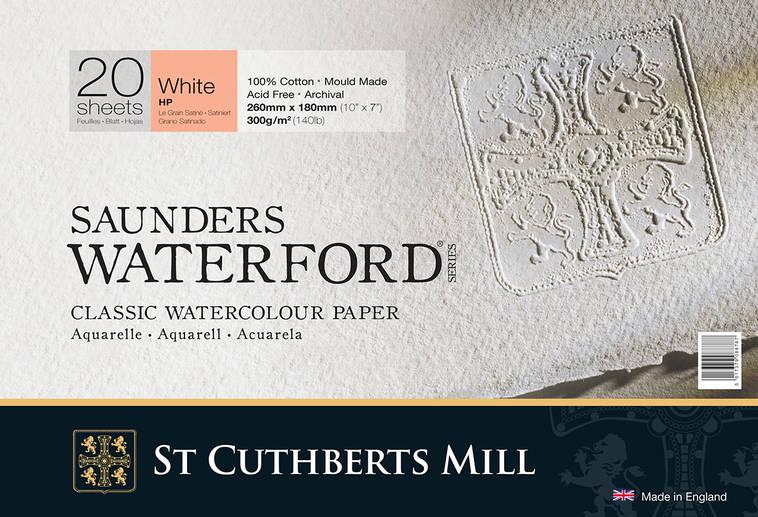 Блок для акварели Saunders Waterford hot press White 300 g/m² 260x180mm (20 листов) - фото 1 - id-p175717652