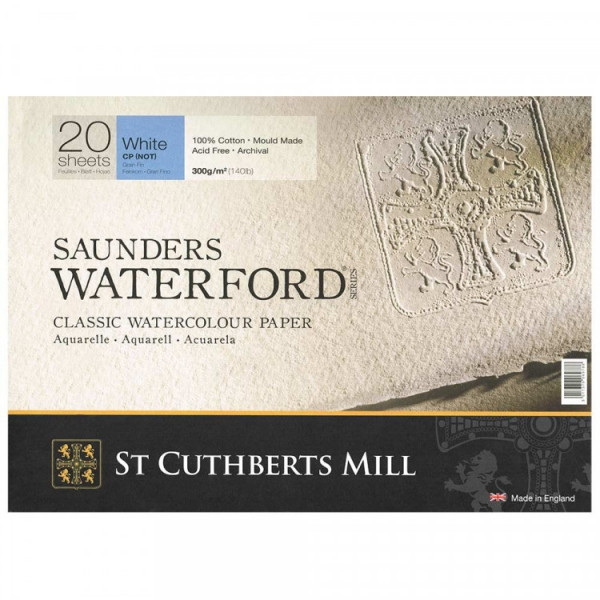 Блок для акварели Saunders Waterford cold press, White 300 g/m² 260x180mm (20 листов) - фото 1 - id-p175720265
