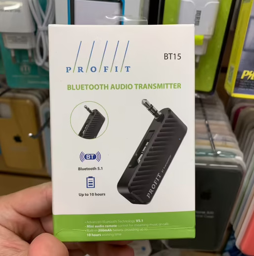 Bluetooth TX адаптер Profit BT15, v5.1, аккумулятор (Bluetooth Transmitter\Блютуз передатчик для телевизора)