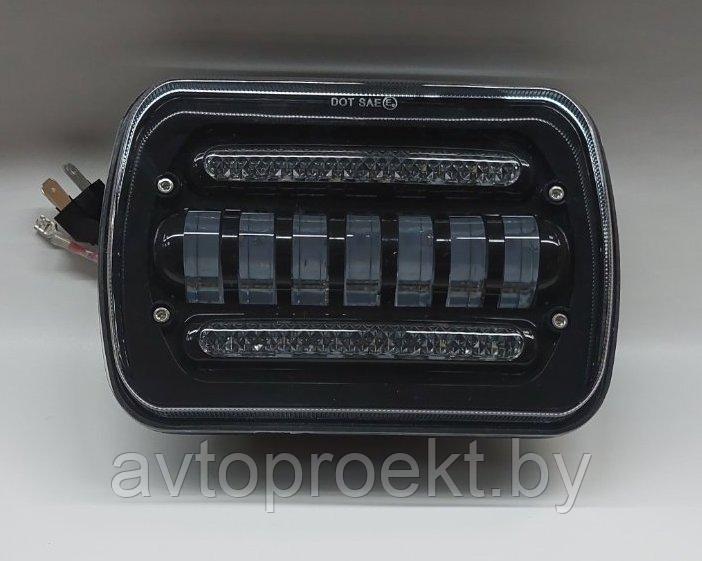 Фары передние светодиодные LED 5×7 70W для Jeep c Ход. огнями - фото 1 - id-p175808108