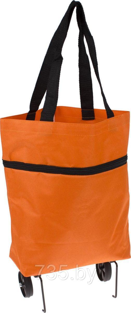 Хозяйственная складная сумка с выдвижными колесиками, оранжевая - фото 1 - id-p175811633