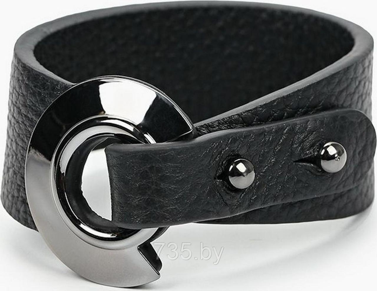 Кожаный браслет «УНО», черный - фото 1 - id-p175811678