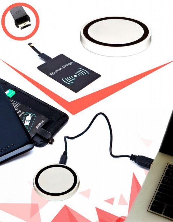 Аккумулятор беспроводной круглый для смартфонов
с Micro USB разъемом, белый