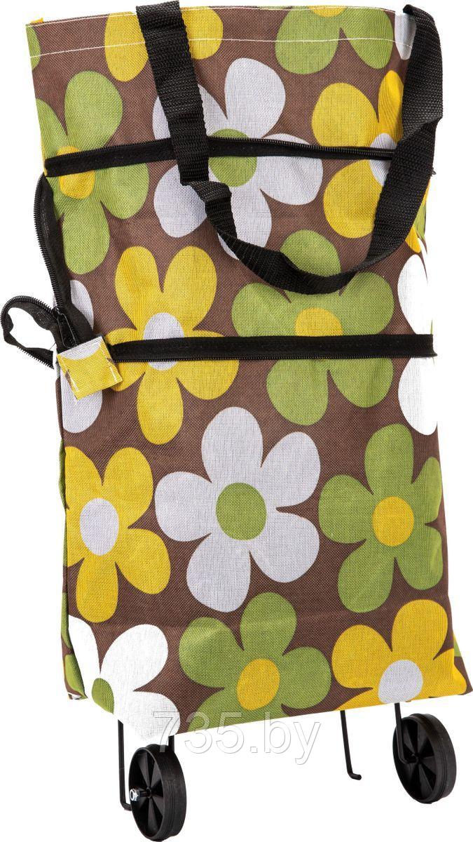 Хозяйственная складная сумка с выдвижными колесиками, цветы 1 - фото 3 - id-p175811513
