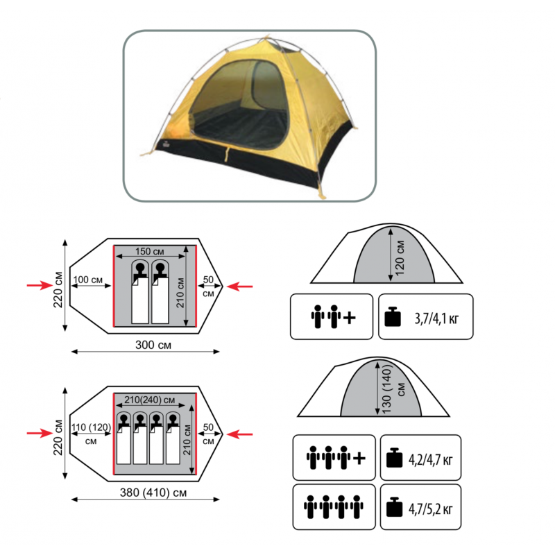 Палатка экспедиционная Tramp MOUNTAIN 2-местная, арт. TRT-22 (300х220х120) - фото 2 - id-p175816003
