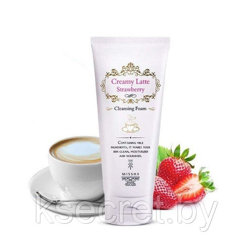 Пенка для умывания MISSHA Creamy Latte Strawberry Cleansing Foam - фото 2 - id-p175817901