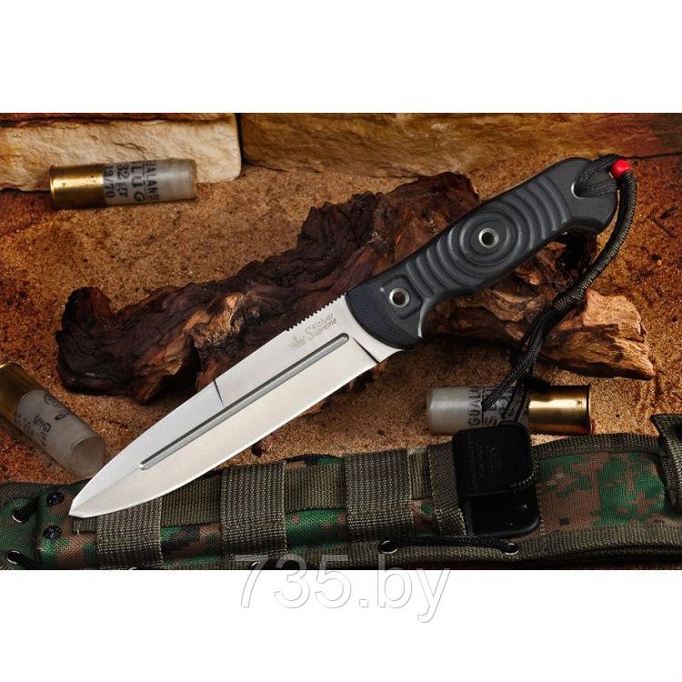 Нож Legion AUS-8 SW (Stonewash,черная рукоять,камо ножны) - фото 1 - id-p175825000