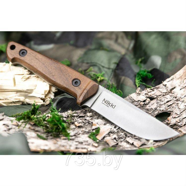 Нож Nikki AUS-8 SW (Stonewash, дерево, кожаный чехол) - фото 1 - id-p175825121