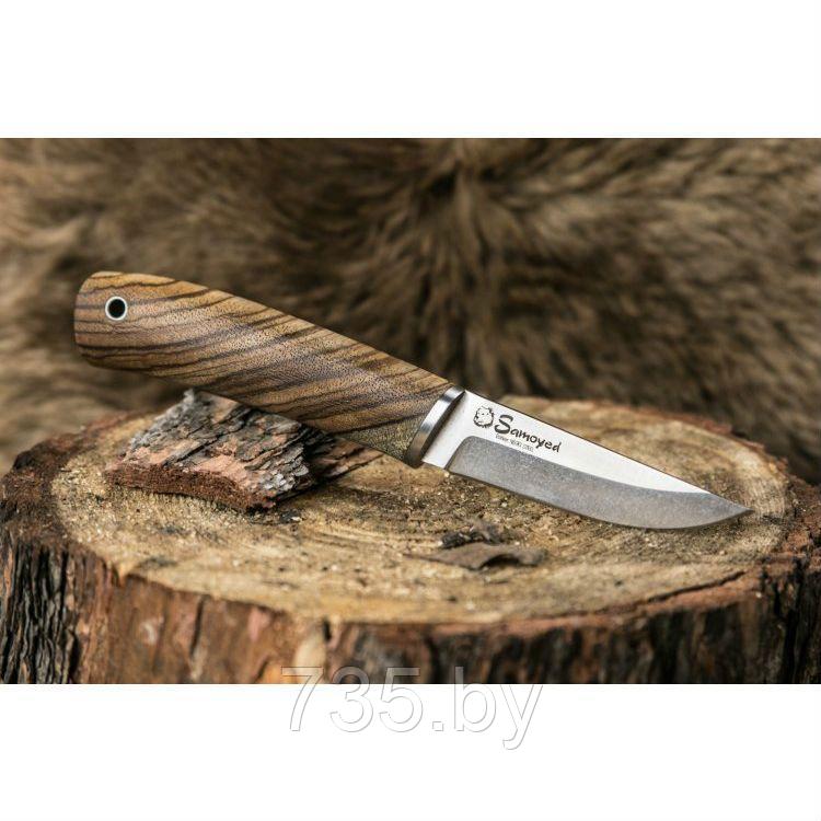Нож Samoed N690 SW (stonewash,дерево,кожаный чехол)