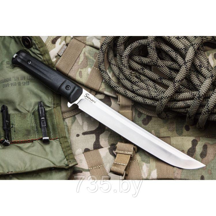 Нож Sensei AUS-8 SW (Stonewash, черная рукоять) - фото 1 - id-p175825339