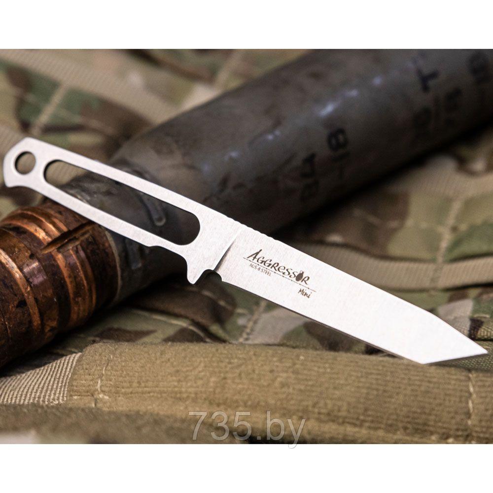 Нож Aggressor Mini AUS-8 SW (Stonewash, кожаный чехол) - фото 1 - id-p175825388