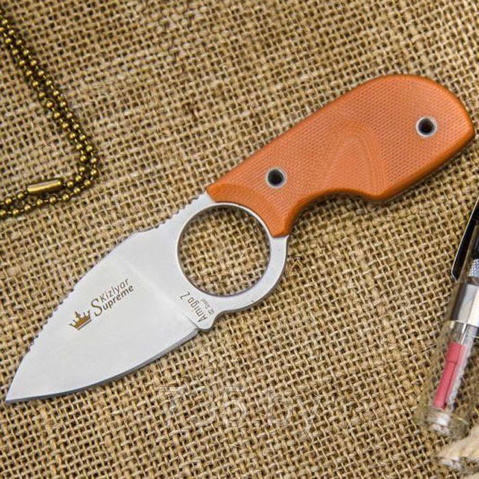Нож Amigo-Z D2 S (Сатин, оранжевая рукоять G-10) - фото 1 - id-p175825391