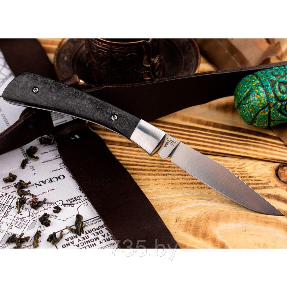 Нож складной Gent D2 S (Сатин, карбон) - фото 1 - id-p175825398