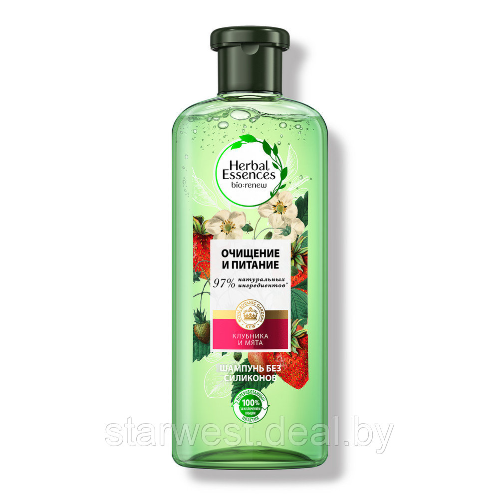 Herbal Essences Очищение и Питание Белая Клубника и Сладкая Мята 400 мл Шампунь для волос с клубникой и мятой - фото 3 - id-p159100418