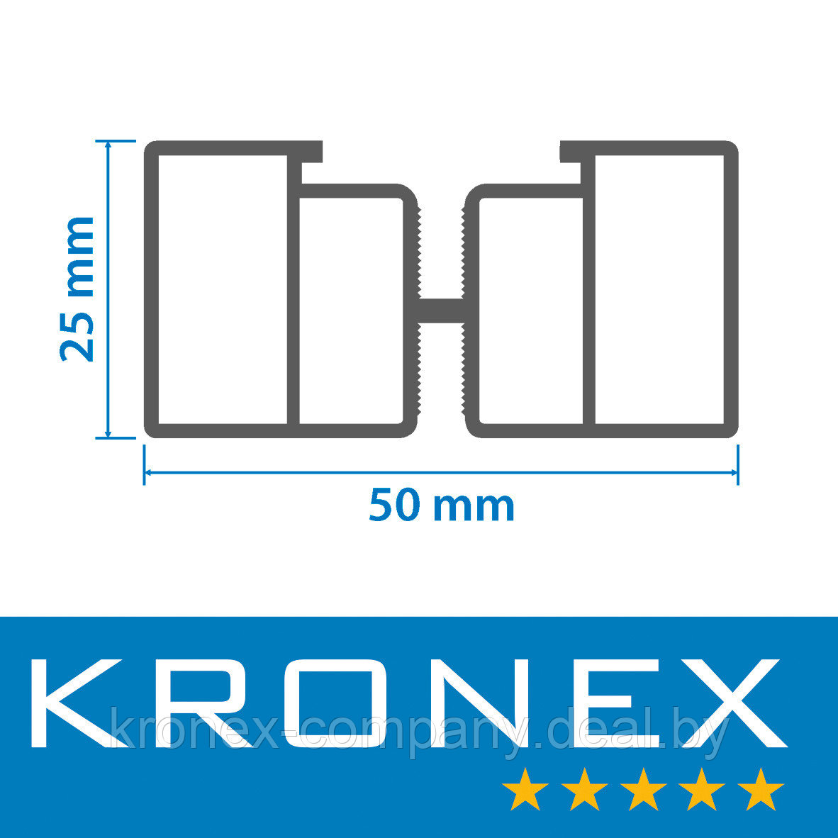 Лага алюминиевая KRONEX 50*25*3000 мм несущая - фото 2 - id-p144933454