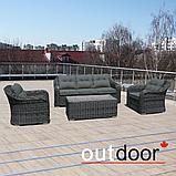 Комплект мебели из ротанга OUTDOOR Касабланка (3-местный диван, 2 кресла, стол), ш/п, графит, фото 3