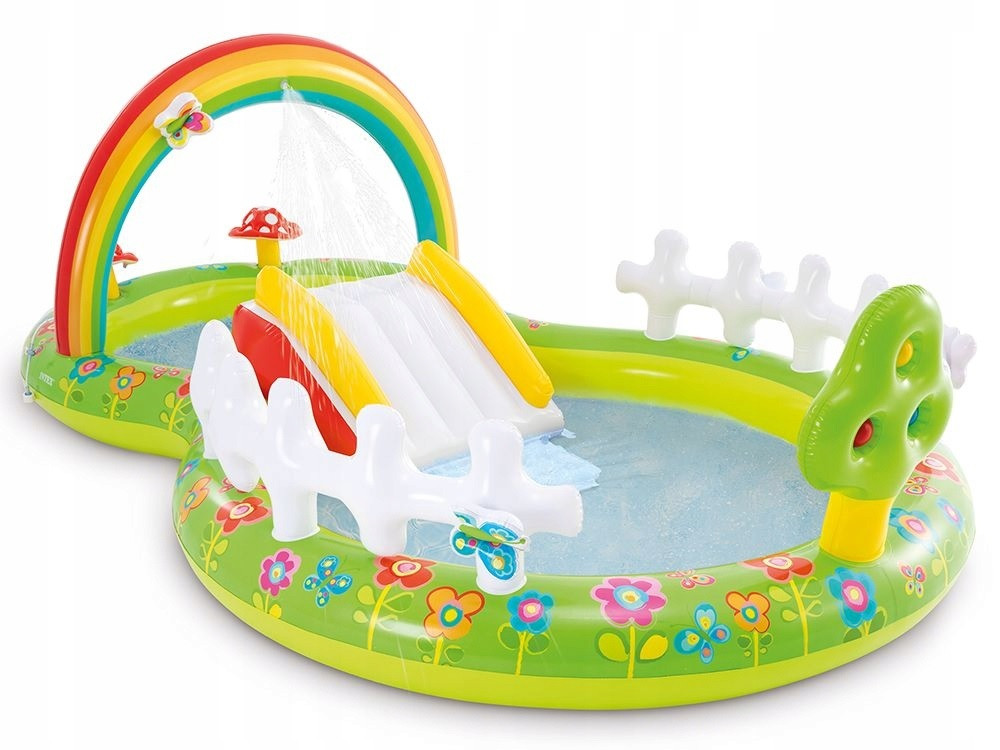 Детский надувной бассейн с горкой Intex "Мой Сад" 290х180х104 см, арт. 57154