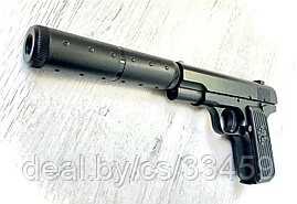 Пистолет ТТ с глушителем металлический  пневматический на пульках 6мм