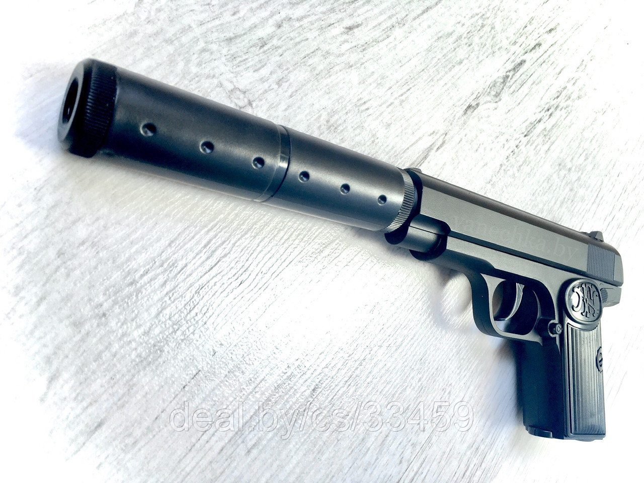 Пистолет Browning  металлический  пневматический на пульках 6мм с глушителем, фото 1