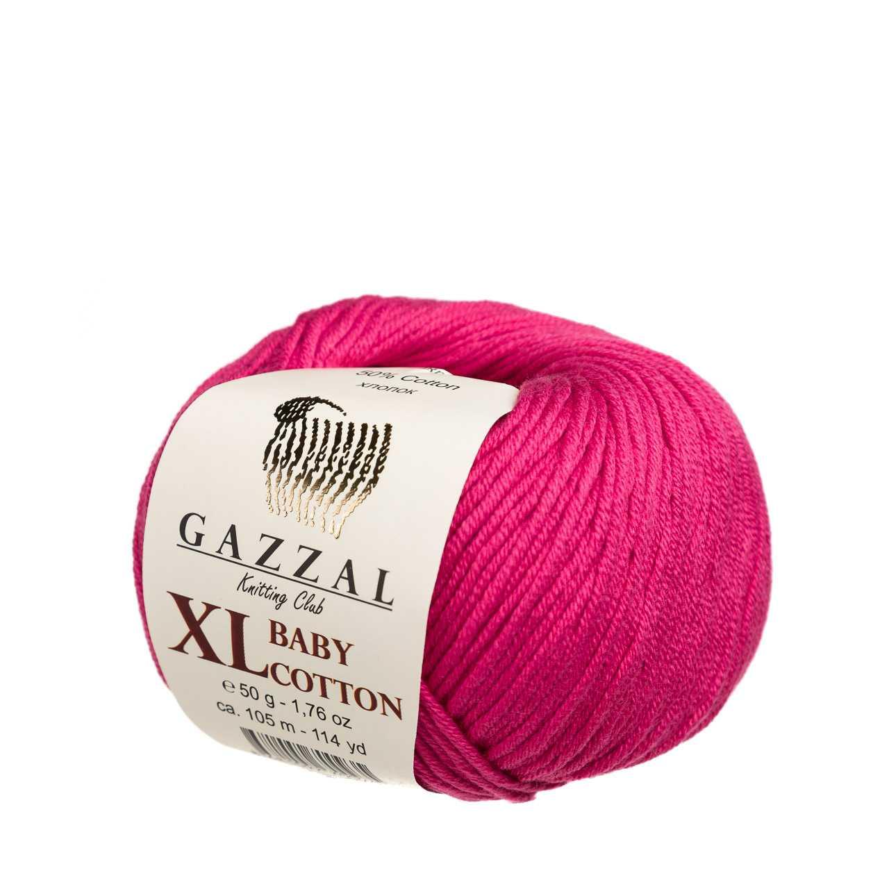Пряжа Gazzal Baby Cotton XL 3415 тёмная фуксия
