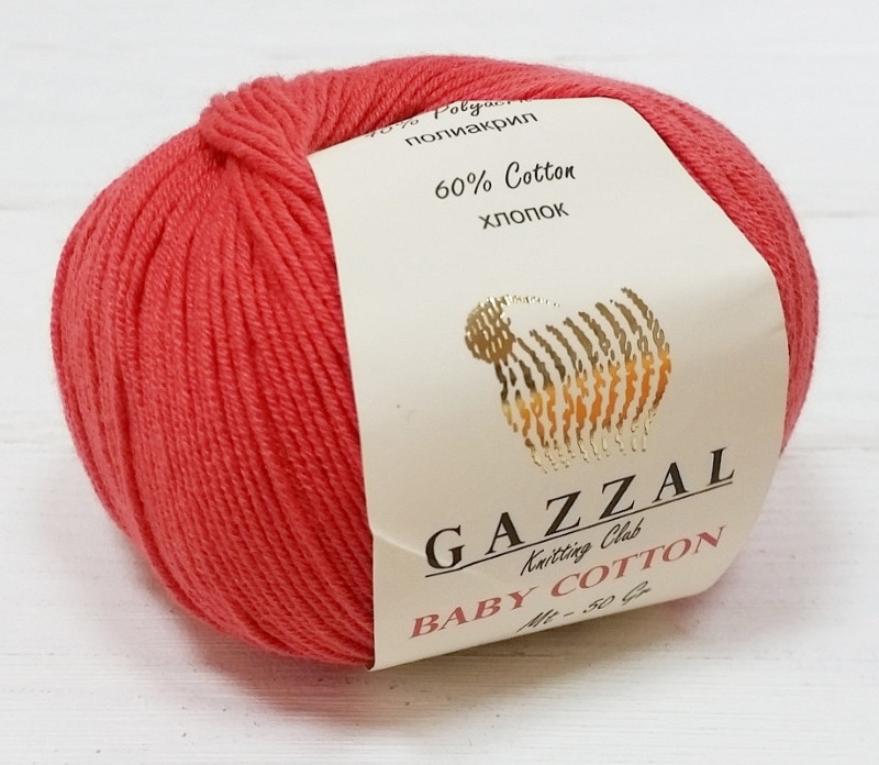 Пряжа Gazzal Baby Cotton цвет 3418 красный - фото 1 - id-p175876708