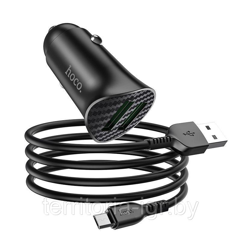 Автомобильное ЗУ Z39 2USB 18W QC3.0 + кабель Micro-USB черный Hoco - фото 2 - id-p175882854