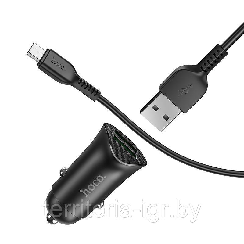 Автомобильное ЗУ Z39 2USB 18W QC3.0 + кабель Micro-USB черный Hoco - фото 3 - id-p175882854