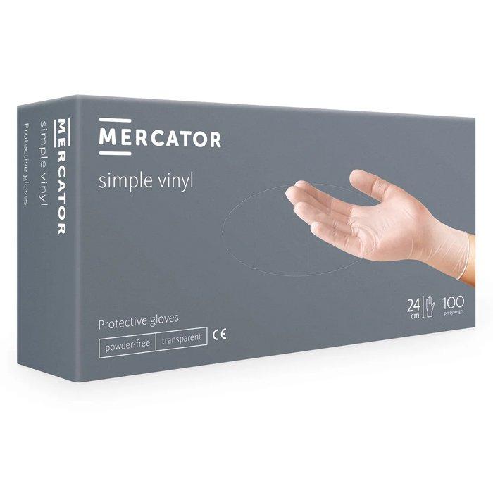 Перчатки виниловые MERCATOR, simple vinyl, 100шт/упак