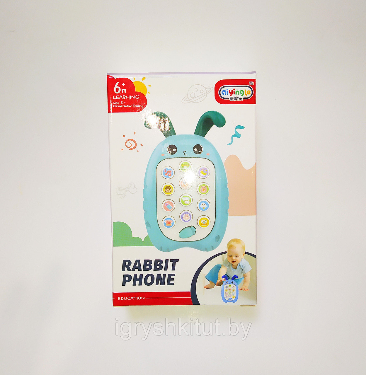 Телефончик для малышей "Кролик" с макушкой грызунком, арт.668-138 - фото 2 - id-p175911443