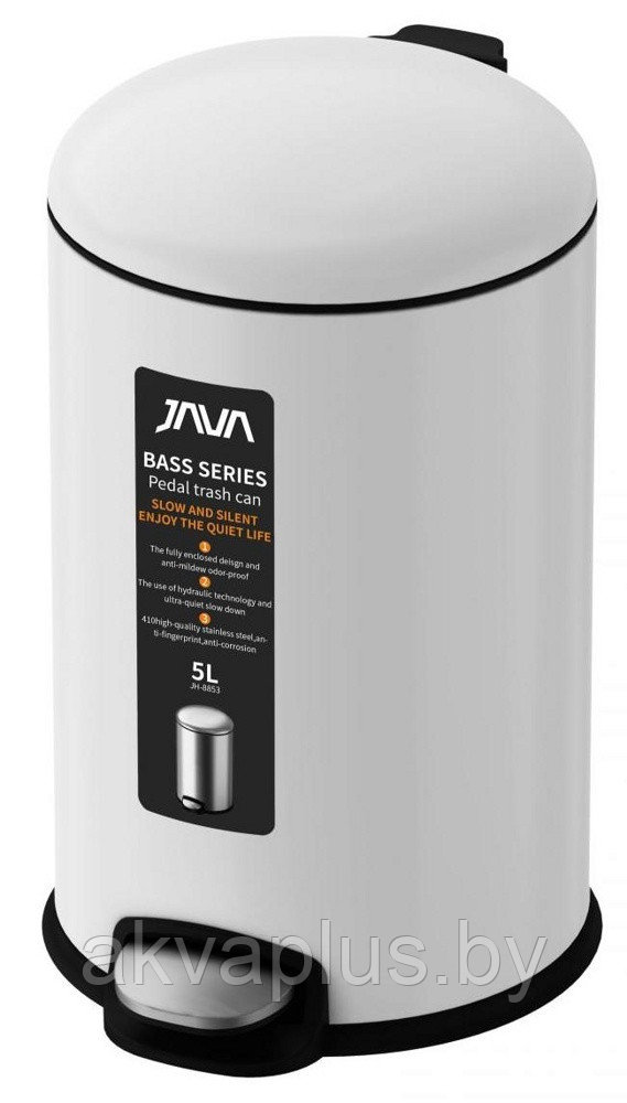 Ведро мусорное 5 л с микролифтом белое Java 885-5W