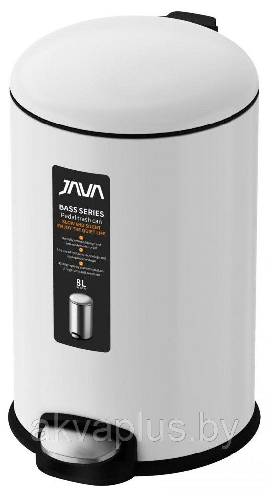 Ведро мусорное 8 л с микролифтом белое Java S-885-8W