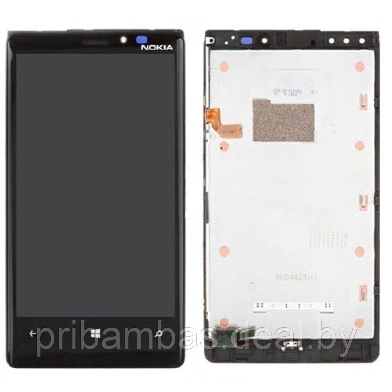 Дисплей (экран) для Nokia Lumia 920 с тачскрином и рамкой черный - фото 1 - id-p2968120