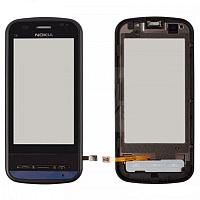 Тачскрин (сенсорный экран) для Nokia C6-00 с рамкой черный совместимый