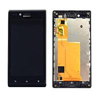 Дисплей (экран) для Sony Xperia GO ST27i с тачскрином и рамкой Черный