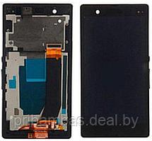 Дисплей (экран) для Sony Xperia Z L36h (LT36i, L36i, C6602, C6603, C6606) с тачскрином и рамкой Черн