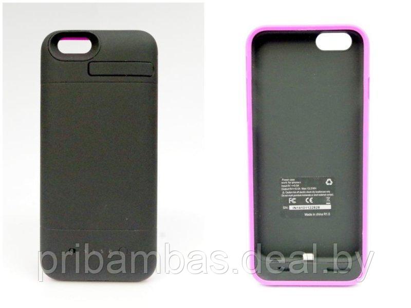 Чехол-аккумулятор (power case) PC-15 для Apple iPhone 6 3600mAh с подставкой Черно-розовый матовый