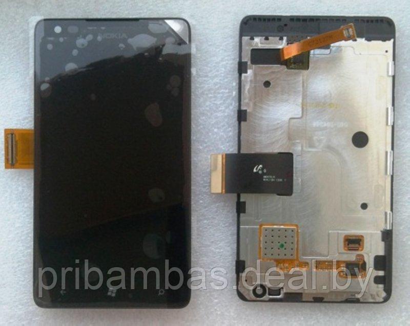 Дисплей (экран) для Nokia Lumia 900 с тачскрином и рамкой черный - фото 1 - id-p2108092