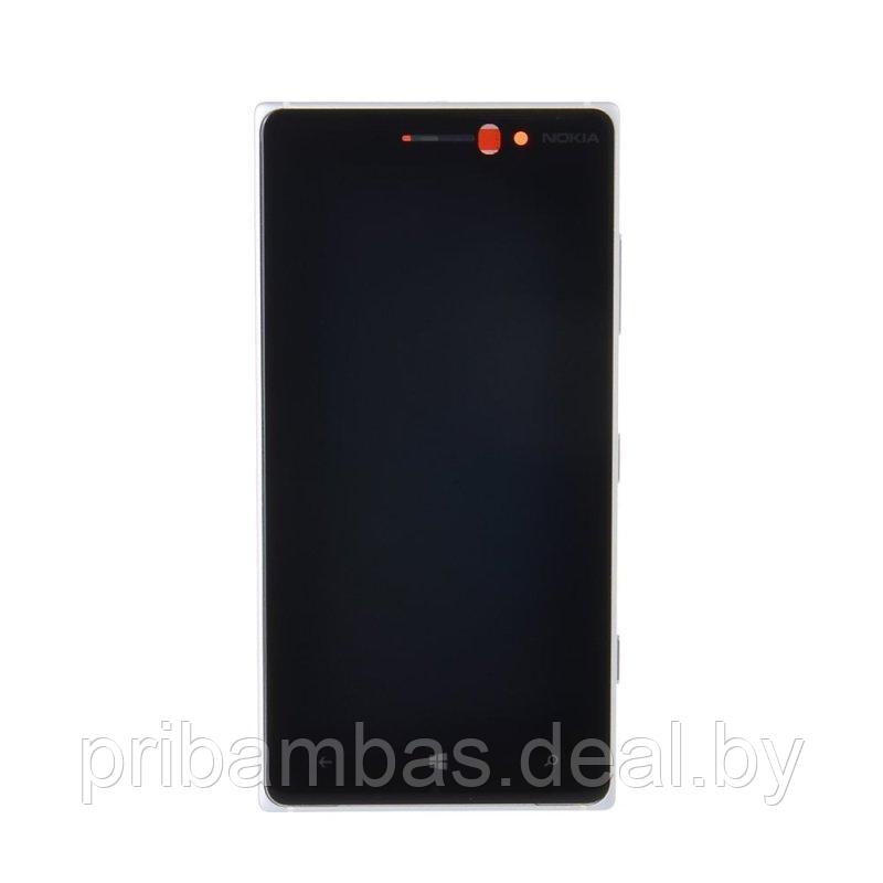 Дисплей (экран) для Nokia Lumia 830 с тачскрином и серебристой рамкой - фото 1 - id-p61630737