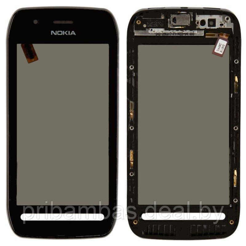 Тачскрин (сенсорный экран) для Nokia 603 с рамкой черный