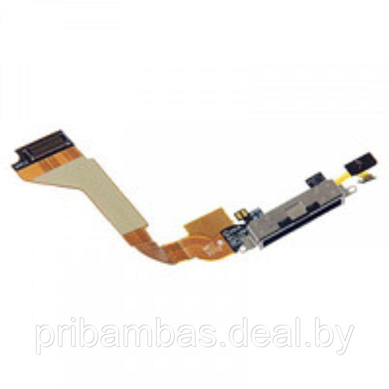 Шлейф для Apple iPhone 4S complete plug in connector flex cable, с системным разъемом черный