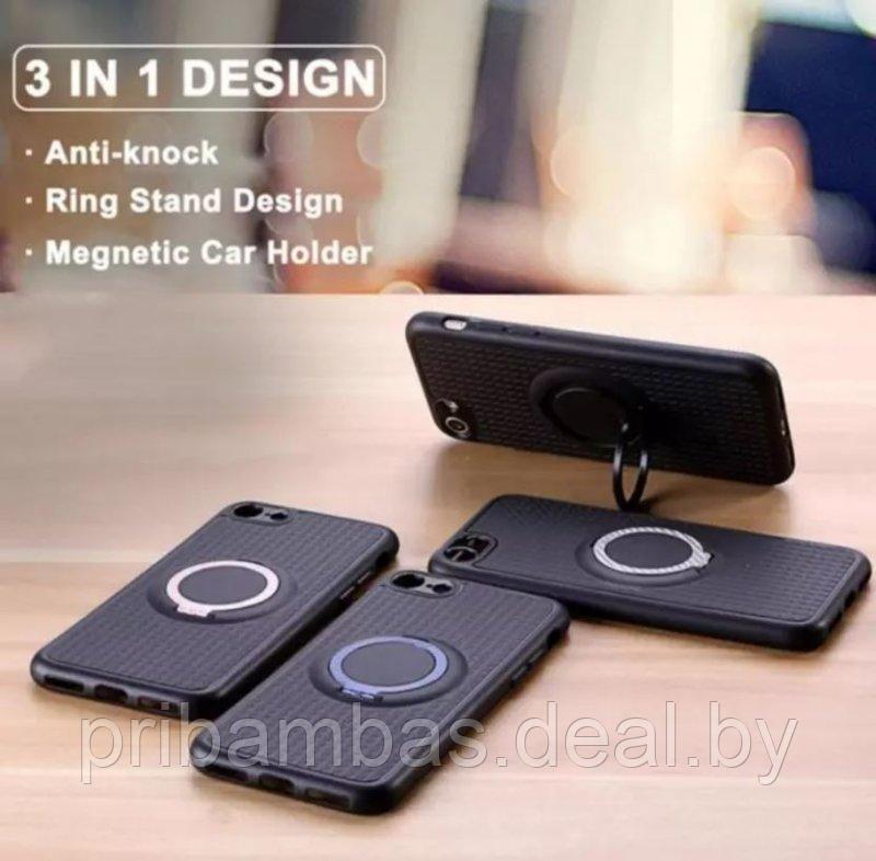 Силиконовый чехол iFace для Samsung A51 (2020) A515 (черный) с кольцом и магнитным держателем - фото 1 - id-p143123393