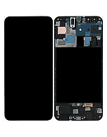 Дисплей (экран) для Samsung A50 SM-A505 2019 с тачскрином и рамкой чёрный