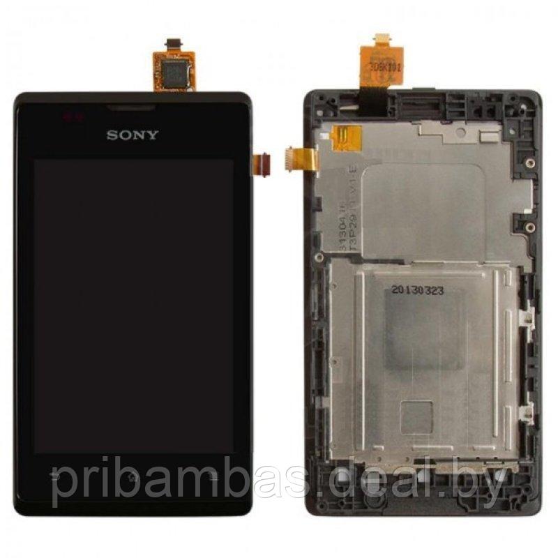 Дисплей (экран) для Sony Xperia E C1505, Xperia E dual C1605 с тачскрином и рамкой Черный - фото 1 - id-p40665768