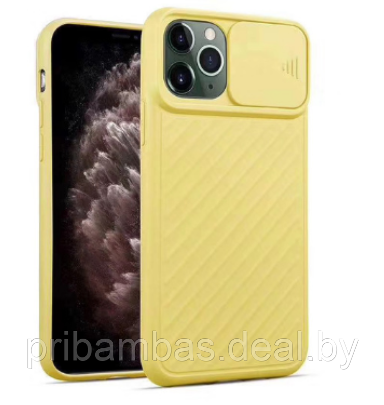 Силиконовый матовый чехол "Camera Pull" для Apple iPhone 11 Pro жёлтый