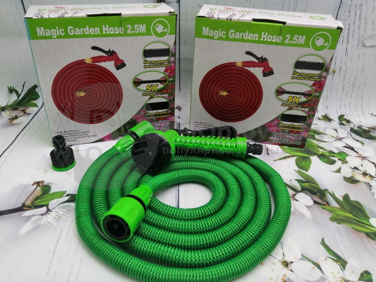 Шланг саморасширяемый садовый для воды Magic Garden Hose (2.8m - 13.5m) NEW ОРИГИНАЛ с пулевизатором - фото 3 - id-p175927555